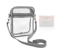 1 bolso de hombro transparente, 1 bolsa de almacenamiento a presión, correa de hombro ajustable, bolsa de almacenamiento impermeable, cartera portátil, bolsa de almacenamiento de viaje, Borde gris