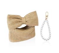 1 bolso de mano para mujer, 1 colgante, bolso con lazo de verano, bolso de mano de paja para boda, bolso de festival