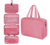 1 Bolso de Mano Plegable Grande e Impermeable, Organizador Maquillaje y cosméticos for Viajes, Estuche for Suministros baño para Viajes Y Salidas(Four-Pink)