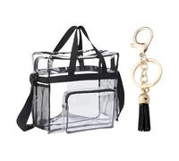 1 bolso de mano transparente, 1 colgante de borla, bolso de hombro con correa para el hombro, bolsa de almacenamiento impermeable, bolso de mano de gran capacidad, bolsa de almacenamiento