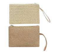 1 bolso de tela beige, 1 bolsa de transporte de color caqui, bolso de paja para mujer, estilo bohemio, bolso de playa de verano, bolso con cremallera, beige
