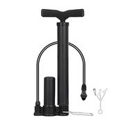 1 bomba de bicicleta con 1 punta de aire adicional, bomba de neumáticos portátil, mini bomba de pie con aguja de aire, adecuada para bicicleta de carretera, bicicleta de montaña, híbrida (negro)
