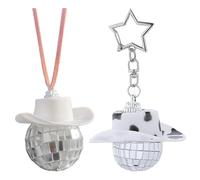 1 bonito accesorio para coche, sombrero de vaquero y llavero, regalos de coche para hombres y mujeres, divertido adorno de colgante de coche, decora tu vehículo con accesorios de coche de bola de