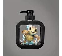 1 bonito dispensador de jabón con diseño de tortuga marina, dispensadores de manos recargables, una botella hidratante de desinfectante de manos adecuada para su uso con accesorios de baño y fregadero