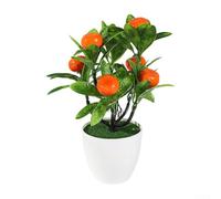 1 bonsái de frutas artificiales, planta falsa en maceta con hojas vibrantes, decoración de PVC de bajo mantenimiento para sala de estar, mesa de café, accesorio de fotografía (naranja)