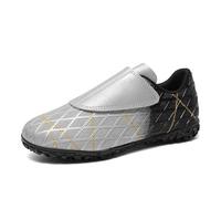 1-Botas de Fútbol Ligeras para Niños con Cierre de Diseño Caña para Entrenamiento Deportivo y Competición TF (Silver, 11-11.5 Years)