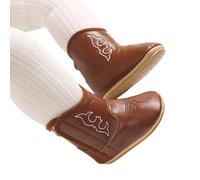 1-Botas Vaqueras de Cuero para Bebés y Niños Pequeños con Suela Antideslizante Ideal para Primeros Pasos y Uso Diario en Temporadas de Primavera y Otoño (Brown-e, 23 Toddler)