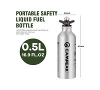 (1 botella de 0,5 l) Botella portátil de aluminio para combustible líquido, gasolina, queroseno, alcohol, lata