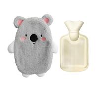 1 botella de agua caliente Koala para invierno, calentador de manos de felpa extraíble, bolsa de agua de PVC con temperatura constante, adecuada para el calor de invierno, bolsa de hielo de verano