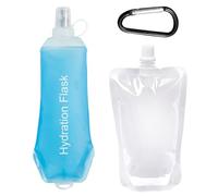 1 botella de agua plegable con 1 bolsa de bebida con apertura recta y 1 mosquetón