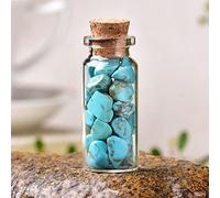 1 botella de cristal natural para decoración del hogar, piedras pulidas naturales, regalos de cumpleaños, turquesa, 40 x 22 mm