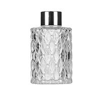 1 botella difusora vacía de vidrio transparente de 150 ml, recipiente de aromaterapia con tapa plateada, accesorios de fragancia para bricolaje, juegos de difusor de repuesto, aceites esenciales,