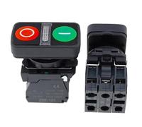 1 botón pulsador doble iluminado XB5, 1 plano y 1 alto, interruptor momentáneo, voltaje 220 V, 24 V, arranque, parada, reinicio con lámpara, 22 mm, 1 NO, 1 NC(With light 2flat,380V)