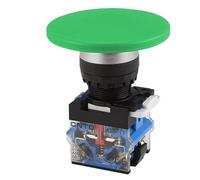 1 botón pulsador momentáneo grande de 60 mm con tapa de hongo, reinicio automático, sin bloqueo, redondo, 1 NO, 1 NC, botón de contacto plateado, 22 mm, LA38-11M/60(Green,Self reset type)