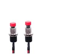 1 botón pulsador redondo PBS-110, 1 A, 250 V, 2 pines, SPST, 6 colores, apertura normal, 7 mm, interruptor de botón momentáneo con cables presoldados (negro)