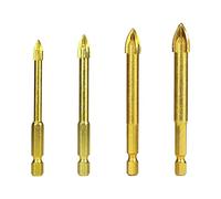 1 broca de vidrio de 6/8/10 / 12mm, punta de lanza cruzada, azulejo de cerámica, cortador de orificios de mármol, taladro de vidrio con vástago hexagonal-1 pieza 6 mm