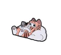 1. Broche caprichoso de aleación de metal para uso casual, chaquetas e ideas, regalo ligero para entusiastas de los gatos, talla única, como se describe