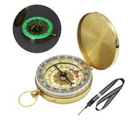 1 brújula de metal, 1 cordón, funda plegable de cobre puro con diseño luminoso, regalo de bolsillo, portátil para exteriores, herramienta de navegación, adecuado para camping y senderismo
