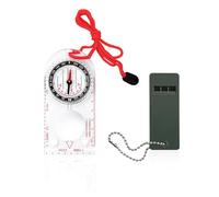 1 brújula multifuncional para exteriores con correa, 1 silbato de supervivencia, regla de mapa, lupa, navegación de brújula impermeable, adecuada para senderismo, exploración y navegación