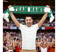 1 bufanda de equipo a rayas blancas y verdes personalizada - Texto/Imágenes personalizables, bufanda de fan , lavable a máquina, equipo de fan para en estadios y partidos de fútbol, cómoda y