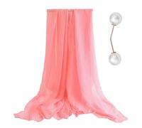 1 Bufanda Para Niñas, 1 Alfiler De Perlas, Bufanda De Gasa Para Mujer, Bufandas Ligeras Translúcidas Para El Hombro, Chal De Protección Para El Cuello Suave Para Otoño E Invierno (Rosa, 160 X 80 Cm)