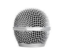 1 cabezal de micrófono, cabezales de rejilla de micrófono de malla de acero, repuesto de bola de micrófono de rejilla con espuma interior, se adapta a SM58 (plata, 1 unidad)