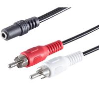 1 cable adaptador de conector estéreo de 3,5 mm a 2 conectores RCA de 1,5 m a 1,5 m, color negro. Ideal para conexiones de audio y vídeo.