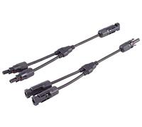 1 Cable Adaptador en T PV4 de 0,3 m, Juego de 2/1, 6 mm², Negro/Negro, 30 cm para Conexiones paralelas de Sistemas fotovoltaicos, 1 kV