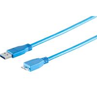 1 cable adaptador USB-A, Micro-B, 3.0, azul, 3 m. Este cable USB estándar le permite conectar un disco duro externo al PC.
