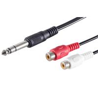1 cable de audio de 0,2 m con conector jack de 6,3 mm a 2 conectores jack RCA, color negro, ideal para sistemas HiFi y aplicaciones de audio.