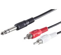 1 cable de audio de 1,5 m con conector jack de 6,3 mm a 2 conectores RCA, color negro, ideal para sistemas HiFi, televisores y sistemas de música.