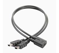 1 cable divisor USB 2.0 mini de 5 pines, moldeado por inyección, USB 2.0 mini convertidor hembra de 5 pines a 2 machos