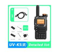 (1 cable) UV K5 (8) Walkie Talkie portátil AM FM Radio bidireccional Estación conmutadora Amateur Inalámbrica