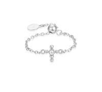 1 cadena ajustable de plata de ley con perlas de circonita para mujeres y hombres, anillo de boda cúbico de una sola fila para fiesta, Piedra