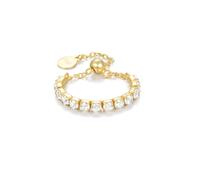 1 cadena ajustable de plata de ley con perlas de circonita para mujeres y hombres, anillo de boda cúbico de una sola fila para fiesta, Piedra
