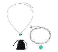 1 cadena de amor con pulsera y bolsa de almacenamiento, accesorios simples y de moda, collar doble en forma de corazón, collar de esmalte combinado, colgante ajustable, relleno de bolsa de fiesta, 50