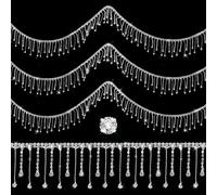 1 cadena de flecos de diamantes de imitación de 1 yarda, cadena de borla de diamantes irregulares con cuentas de cristal, cinta de diamante, borla de cristal, cadena de joyería brillante para costura