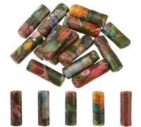 1 caja de 30 cuentas de Piedras Preciosas de Columna Síntesis de 13mm con Agujero En Forma de Tubo, Piedra Cilíndrica, Jaspe Imperial Sintético, Cuentas Sueltas Coloridas para Hacer Joyas, P