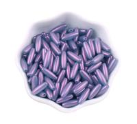 1 caja de 90 cuentas de cristal ovaladas metálicas moradas de 4 x 12,5 mm, cuentas espaciadoras sueltas de vidrio en forma de arroz para manualidades y manualidades
