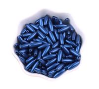 1 caja de 90 cuentas metálicas ovaladas de cristal azul real de 4 x 12,5 mm, cuentas espaciadoras sueltas de vidrio en forma de arroz para manualidades y manualidades