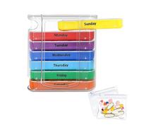 1 caja de almacenamiento de medicamentos para 7 días con 2 bolsas de dispensación de pastillas, portátil semanal, dispensador de píldoras apilable, resistente al agua y a prueba de humedad, para