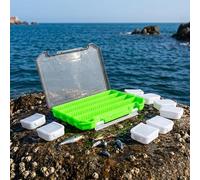 1 caja de aparejos de pesca compacta de doble cara, organizador portátil, construcción de plástico, pesca sobre la marcha (verde)