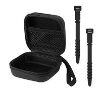 1 caja de auriculares rígida negra con 2 organizadores de cables negros, auriculares, funda para cable de datos, adecuada para ir de compras, viajar, actividades al aire libre