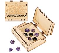 1 caja de dados con 7 dados poliédricos, Diseño de monstruo de dientes de pulpo de madera, Contenedor de D&D, Juego de de rol, Accesorios para juegos de mesa, Regalos para jugadores de D&D