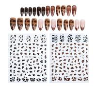 1 Caja De Decoración De Uñas Y 2 Pegatinas De Gelatina De Leopardo, Accesorios Para Uñas, Efecto Degradado, Adecuado Para Uñas Diy (Gris, Marrón).