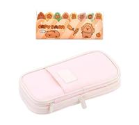 1 Caja De Papelería Y 1 Pegatina De Índice De Capibara De Dibujos Animados, Papelería Bonita, Estuche De Gran Capacidad, Estuche Ampliable