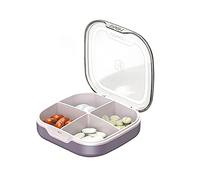 1 caja de píldoras organizador de medicamentos para bolso estuche diario de vitamina 4 días para viajes PC+PP lindo suplemento semanal cápsula pequeño contenedor para bolsillo, portatil gomitas russet