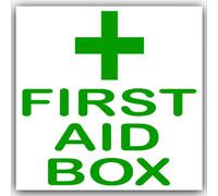 1 caja de primeros auxilios, color verde sobre blanco, pegatinas autoadhesivas externas, señales médicas, de salud y seguridad, alerta, aviso