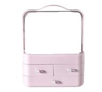 1 caja de recepción de cosméticos, organizador de maquillaje de escritorio con cajón (color rosa polvoriento)