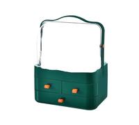 1 caja de recepción de cosméticos, organizador de maquillaje de escritorio con cajón (verde)